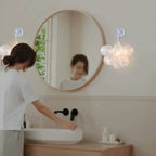 Bubbles Wall Lamp Clear And Ribbed Balls White Frame And Cord - BeyPan
