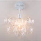 Bubbles Wall Lamp Clear And Ribbed Balls White Frame And Cord - BeyPan