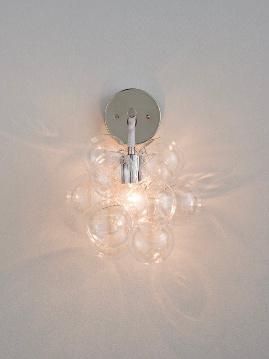 Bubbles Wall Lamp Clear And Smooth Balls Nickle Frame And White Cord - BeyPan Hauptbild