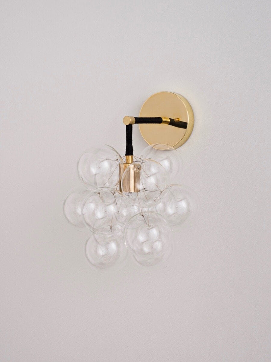 Bubbles Wall Lamp Clear And Smooth Balls Nickle Frame And White Cord - BeyPan