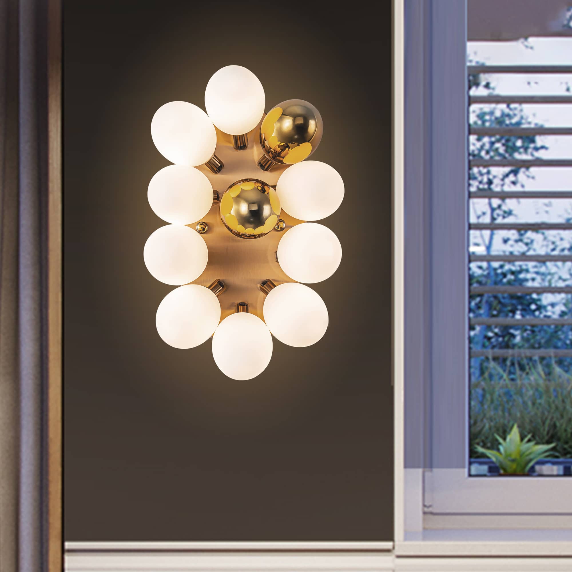 Bubbles Wall Lamp Frosted White And Gold Shade Adjustable - BeyPan