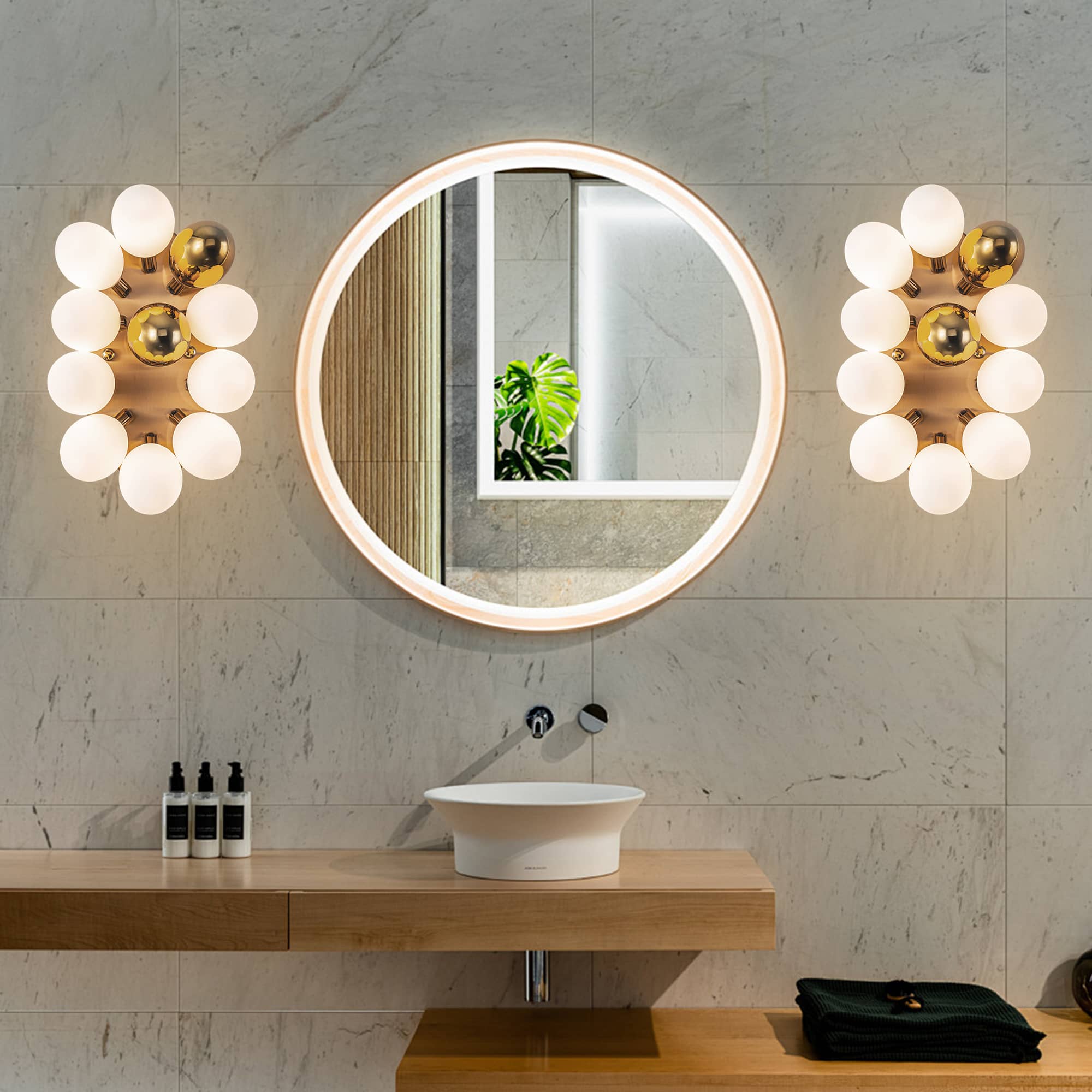 Bubbles Wall Lamp Frosted White And Gold Shade Adjustable - BeyPan