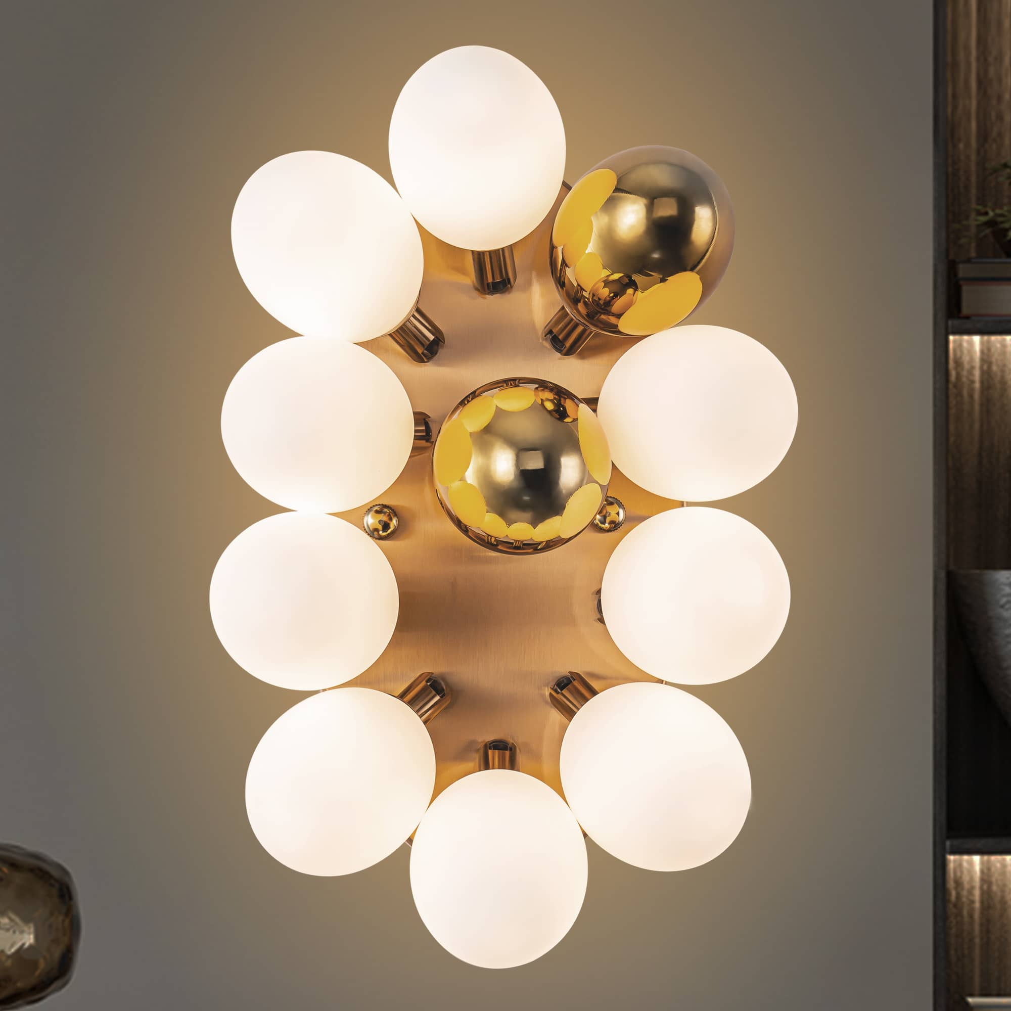 Bubbles Wall Lamp Frosted White And Gold Shade Adjustable Zweitbild