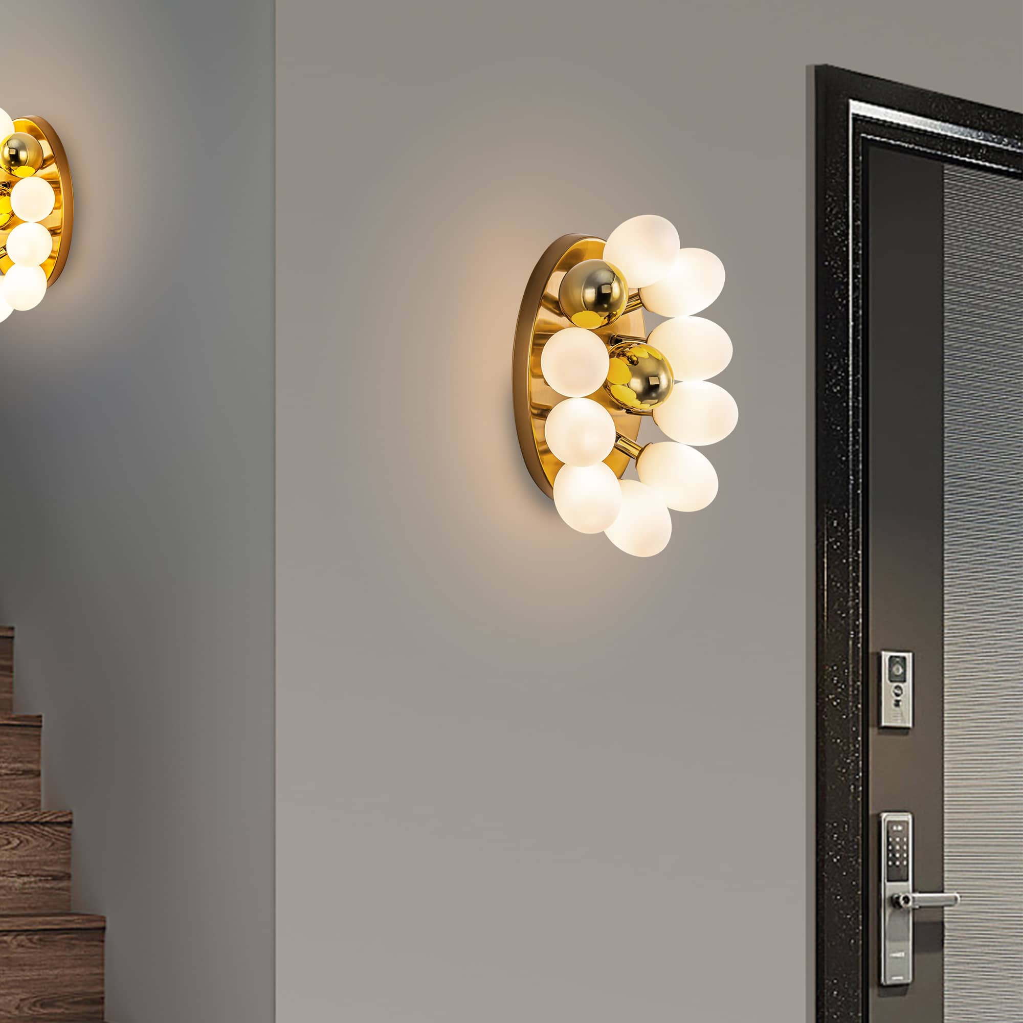 Bubbles Wall Lamp Frosted White And Gold Shade Adjustable - BeyPan