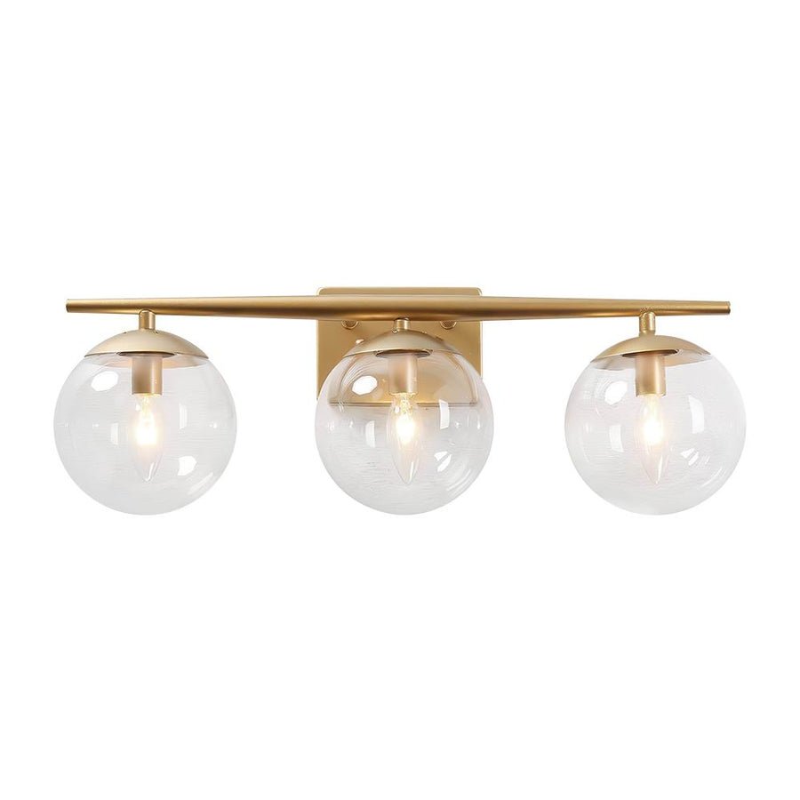 Bubbles Wall Lamp Three Lights Clear Glass Globe Shade Brass Frame - BeyPan
