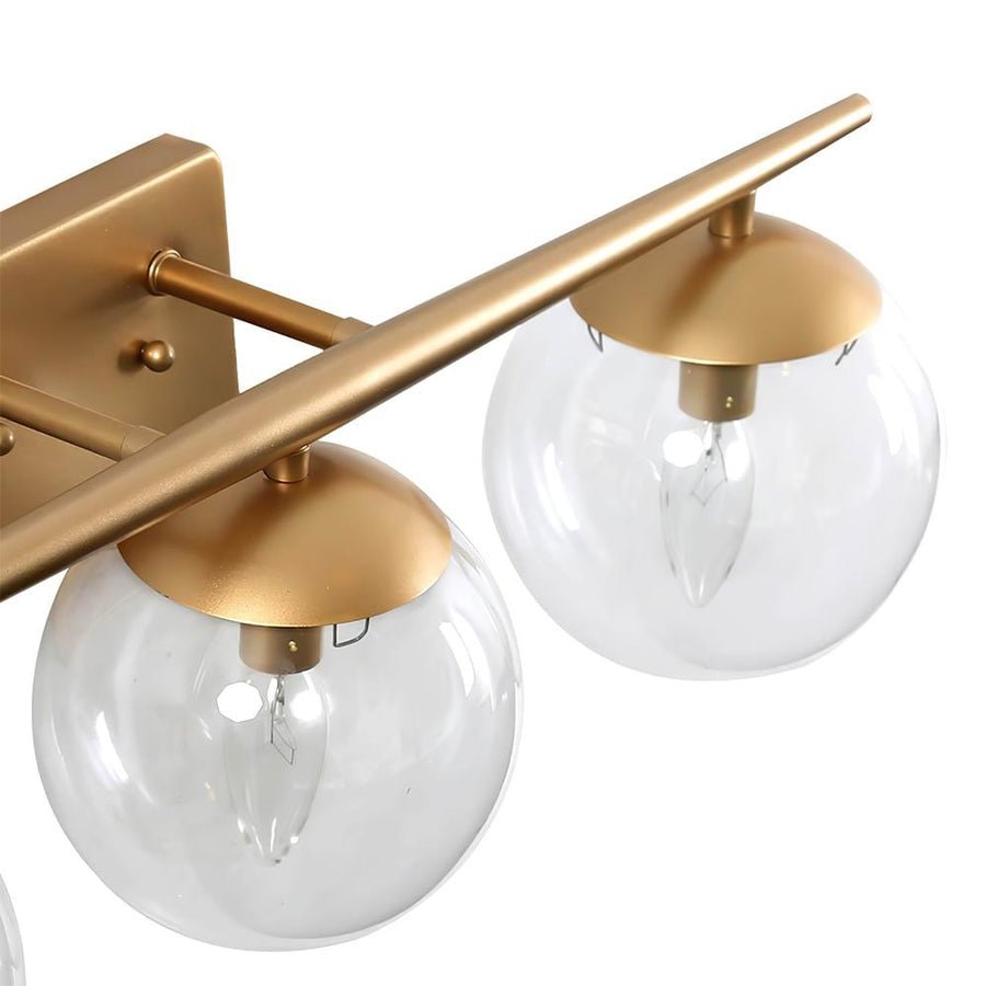 Bubbles Wall Lamp Three Lights Clear Glass Globe Shade Brass Frame - BeyPan