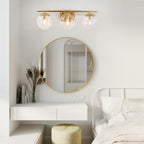 Bubbles Wall Lamp Three Lights Clear Glass Globe Shade Brass Frame - BeyPan