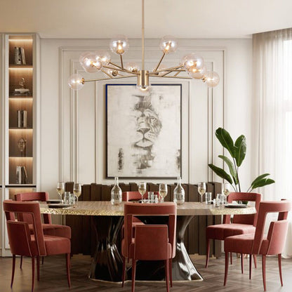 Modern Sputnik Chandelier Branching Glass Bubbles Lampshape For Dinning Room