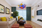Ceiling In Blooms Blown Glass Plates Chandelier Colorful Art Flowers - BeyPan
