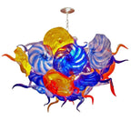 Ceiling In Blooms Blown Glass Plates Chandelier Colorful Art Flowers - BeyPan
