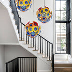 Ceiling In Blooms Glass Plates Chandelier - Murano Style Colorful Floral Art Glass - BeyPan