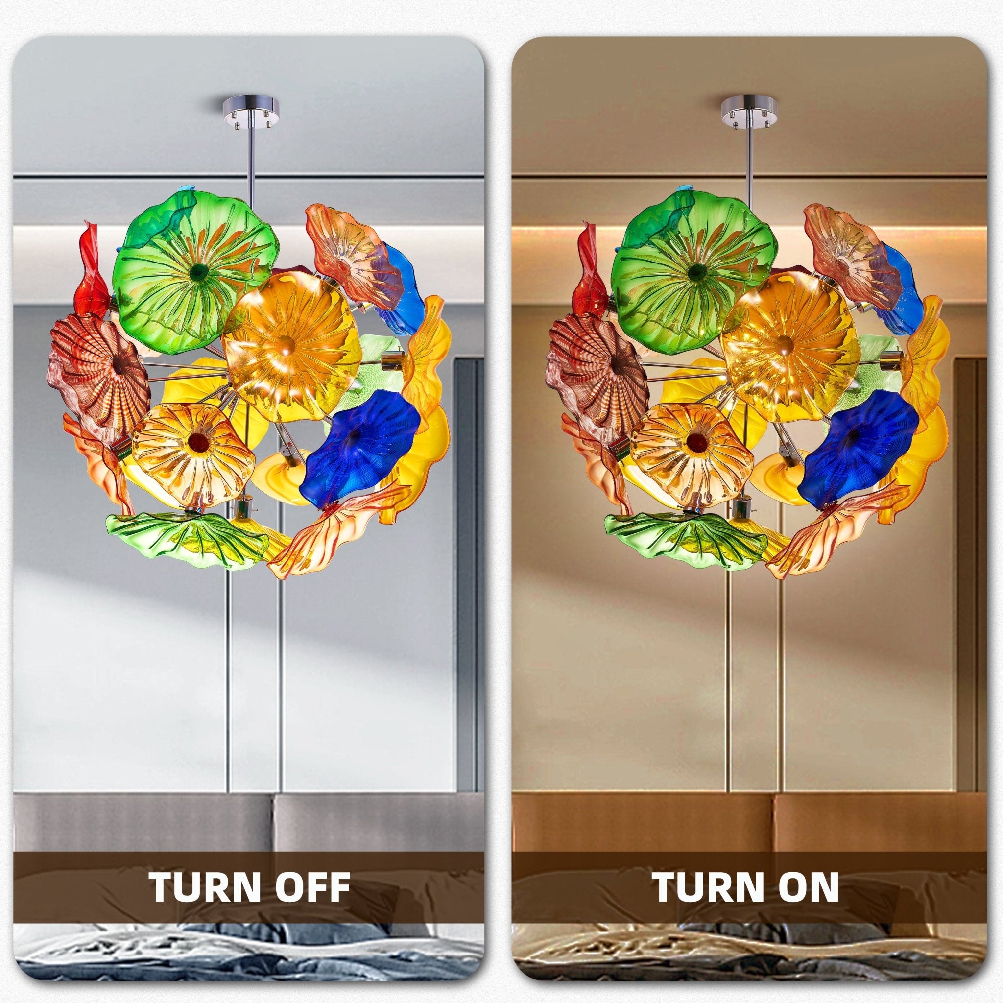 Ceiling In Blooms Murano Style Glass Plates Multi Colors - BeyPan