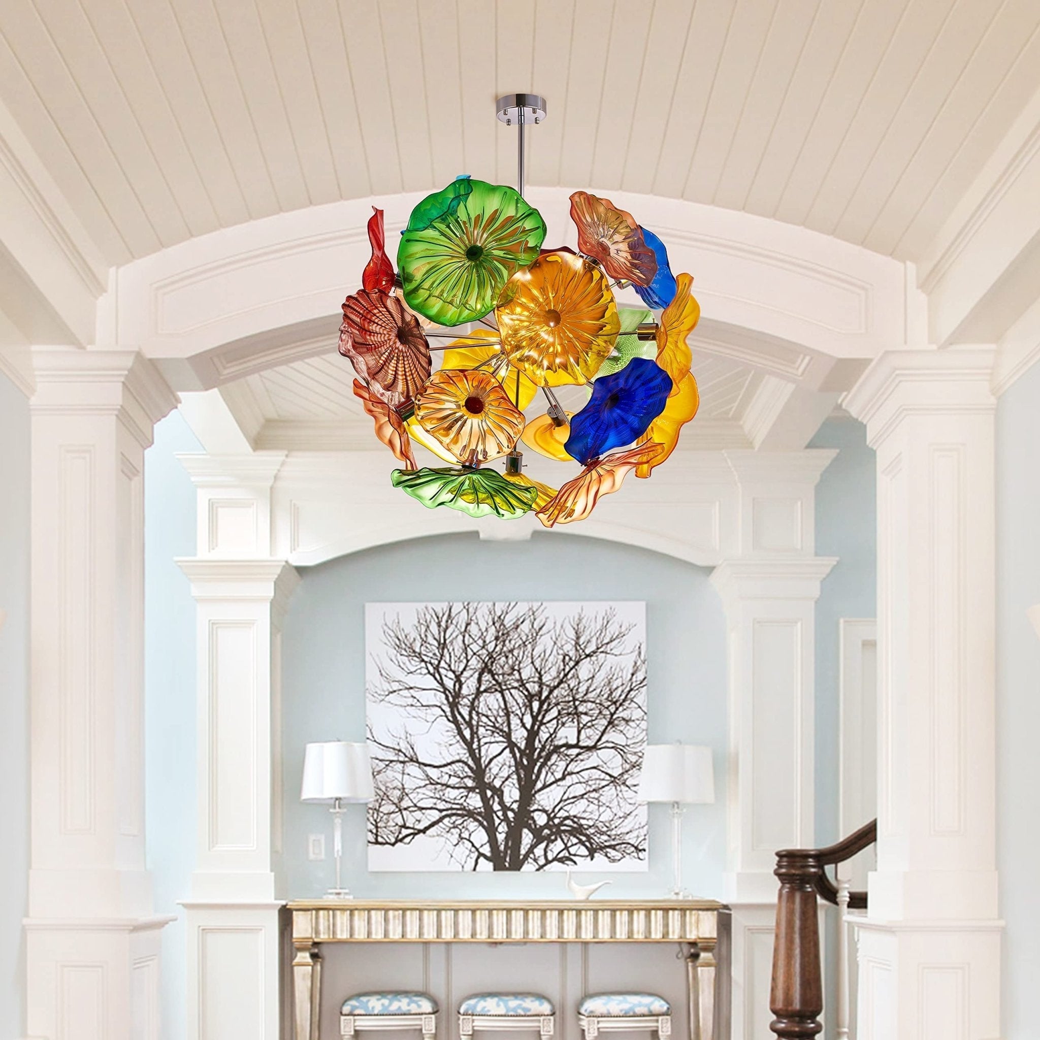Ceiling In Blooms Murano Style Glass Plates Multi Colors - BeyPan