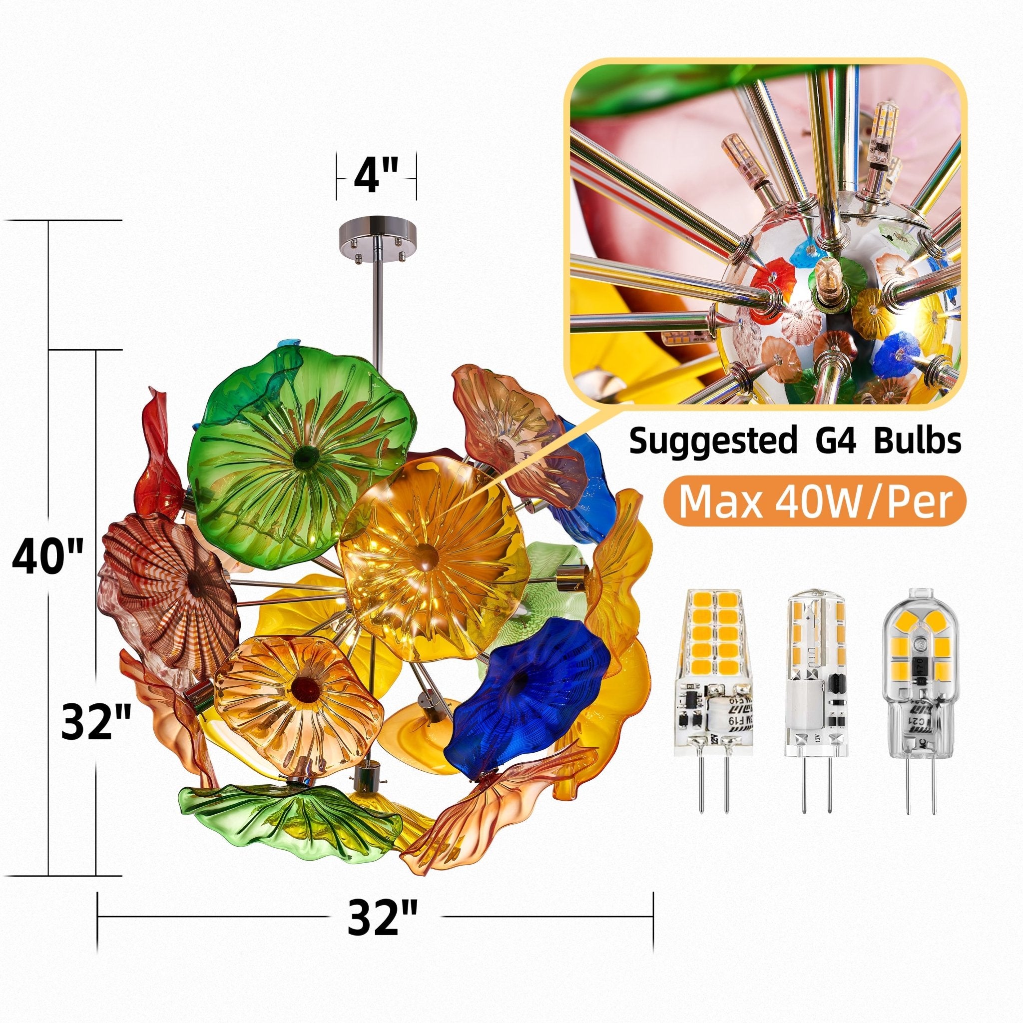 Ceiling In Blooms Murano Style Glass Plates Multi Colors - BeyPan
