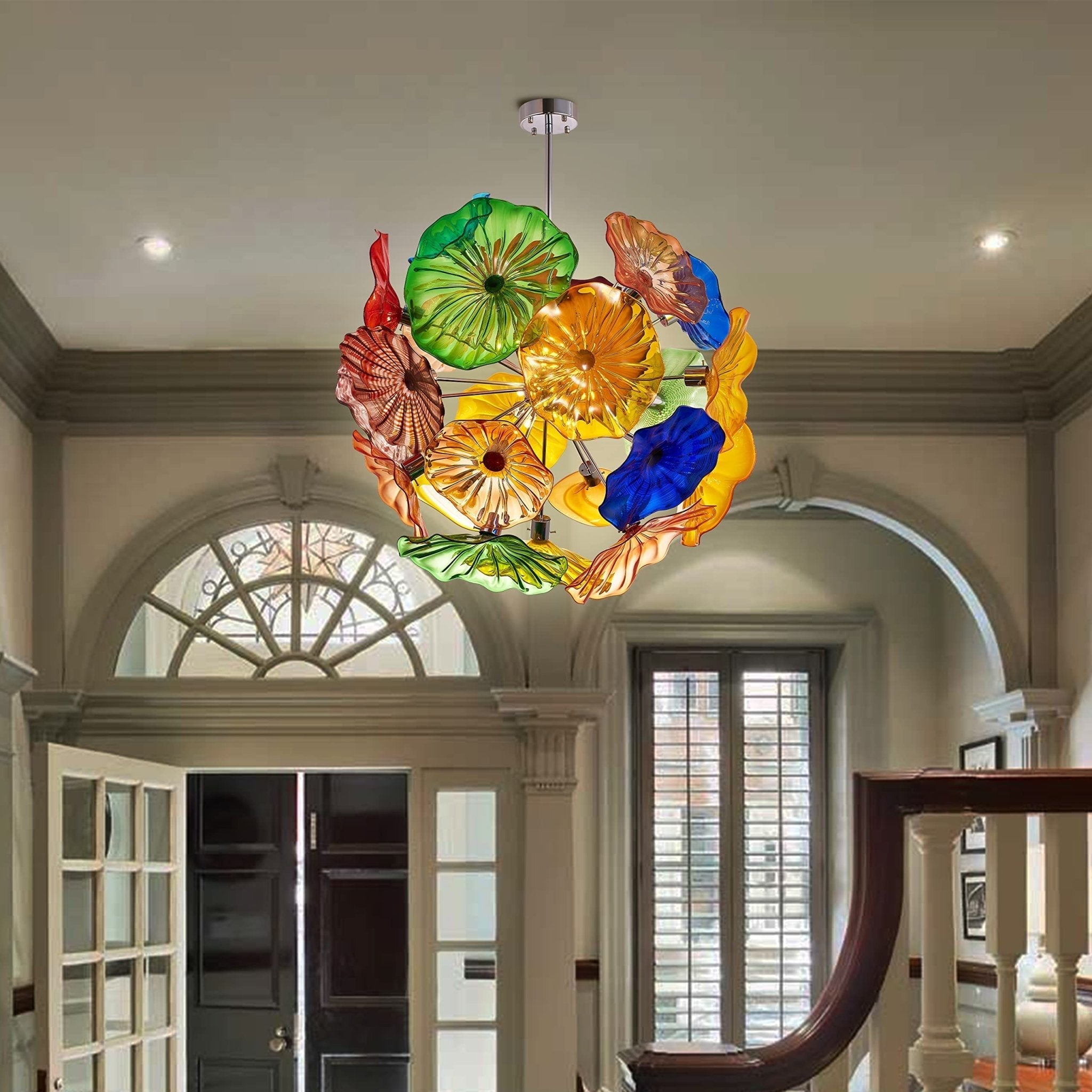 Ceiling In Blooms Murano Style Glass Plates Multi Colors - BeyPan