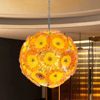 Ceiling In Blooms Murano Style Yellow And Orange Blown Glass Plates Chandelier - BeyPan