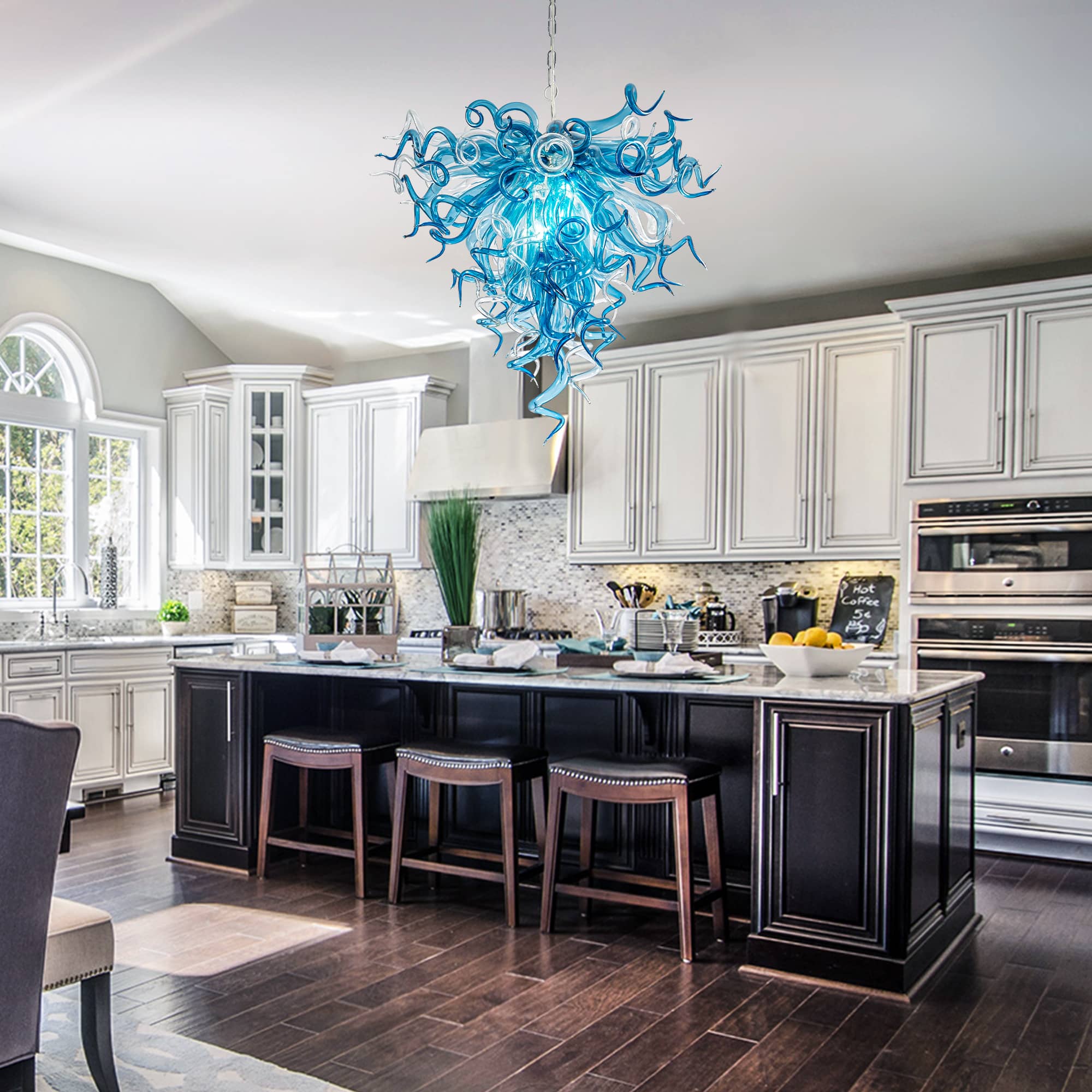Chihly Style Blown Glass Chandelier Blue And Clear - BeyPan