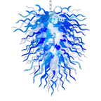 Chihly Style Blown Glass Chandelier Blue And Frosted White Colors - BeyPan