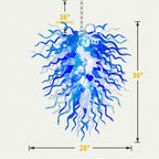 Chihly Style Blown Glass Chandelier Blue And Frosted White Colors - BeyPan
