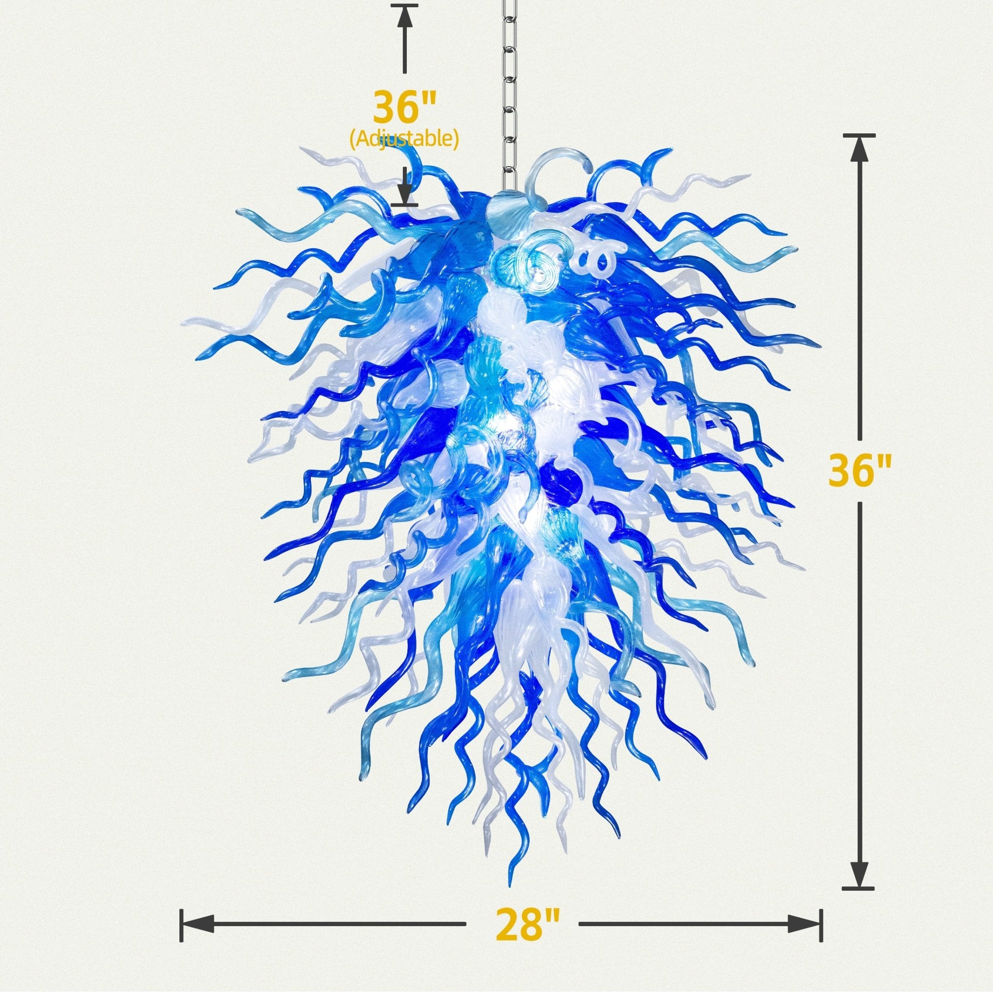 Chihly Style Blown Glass Chandelier Blue And Frosted White Colors - BeyPan