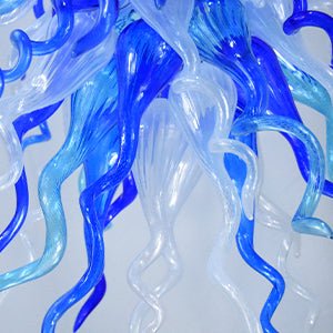 Chihly Style Blown Glass Chandelier Blue And Frosted White Colors - BeyPan