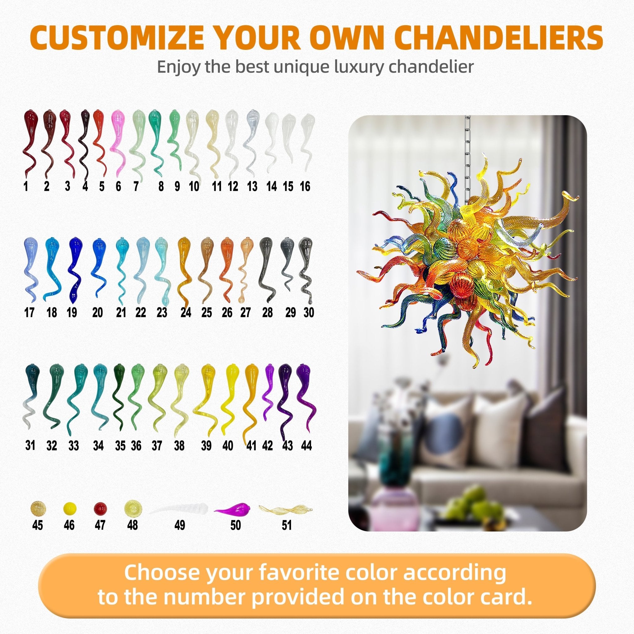Chihly Style Blown Glass Chandelier Crayons Exploding Multi Colors - BeyPan