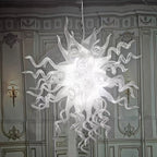 Chihly Style Blown Glass Chandelier - Frosted Opal Elegance Artisan Translucent White - BeyPan