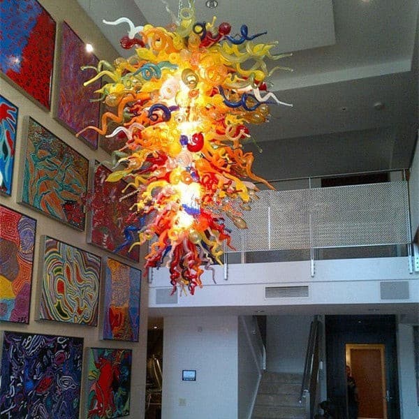 Chihly Style Blown Glass Chandelier Rainbow Blooms Murano Style Glass - BeyPan Hauptbild