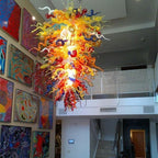 Chihly Style Blown Glass Chandelier Rainbow Blooms Murano Style Glass - BeyPan