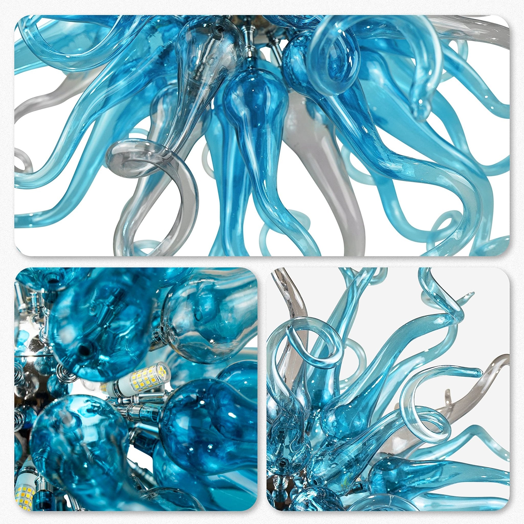 Chihuly Style Blown Glass Chandeliers Blue And Grey Sputnik Shape Zweitbild