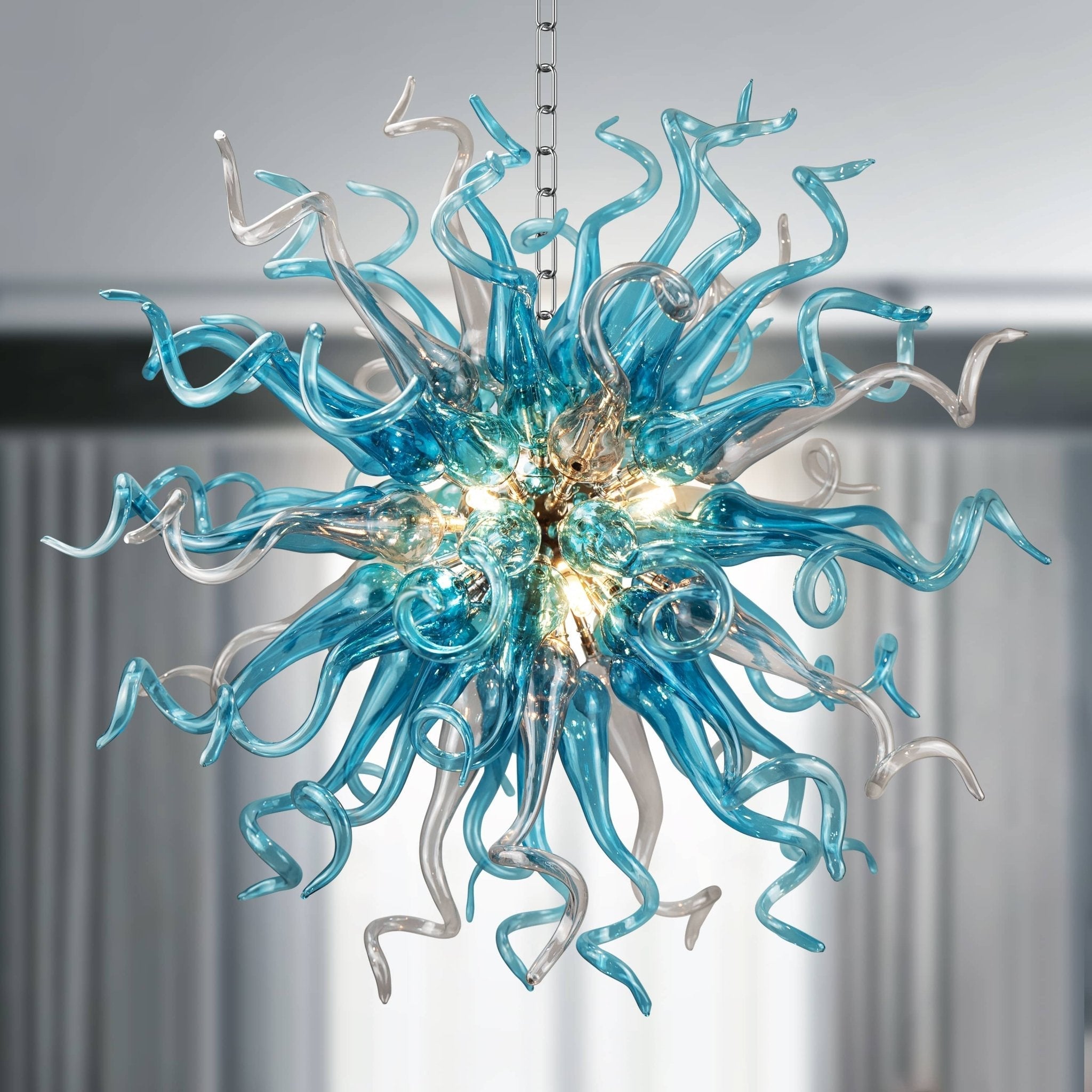 Chihly Style Blown Glass Chandeliers Blue And Grey Sputnik Shape - BeyPan Hauptbild