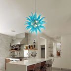 Chihly Style Blue Hand Blown Glass Chandelier - Modern Art Glass Pendant Light - BeyPan