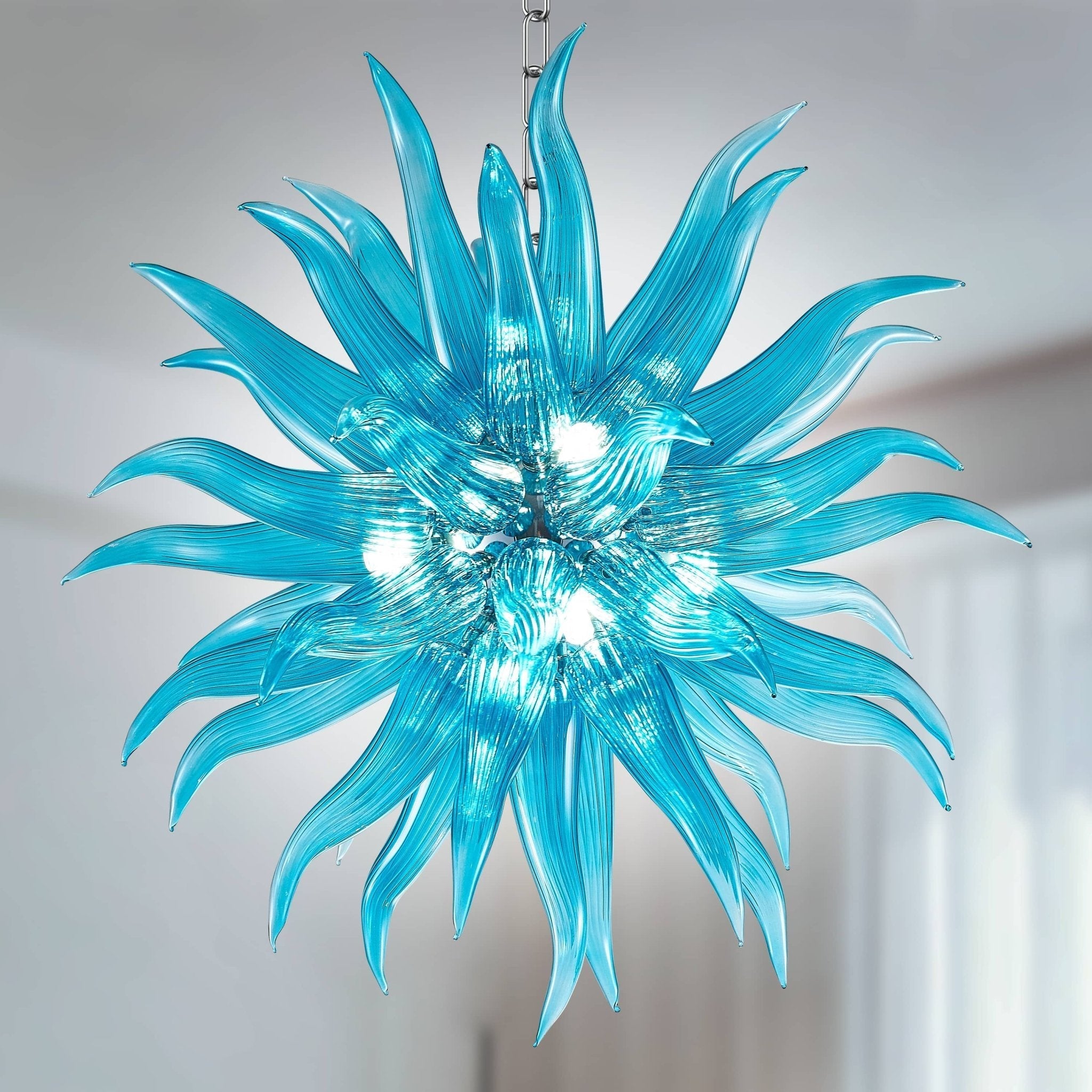 Chihly Style Blue Hand Blown Glass Chandelier - Modern Art Glass Pendant Light - BeyPan Hauptbild