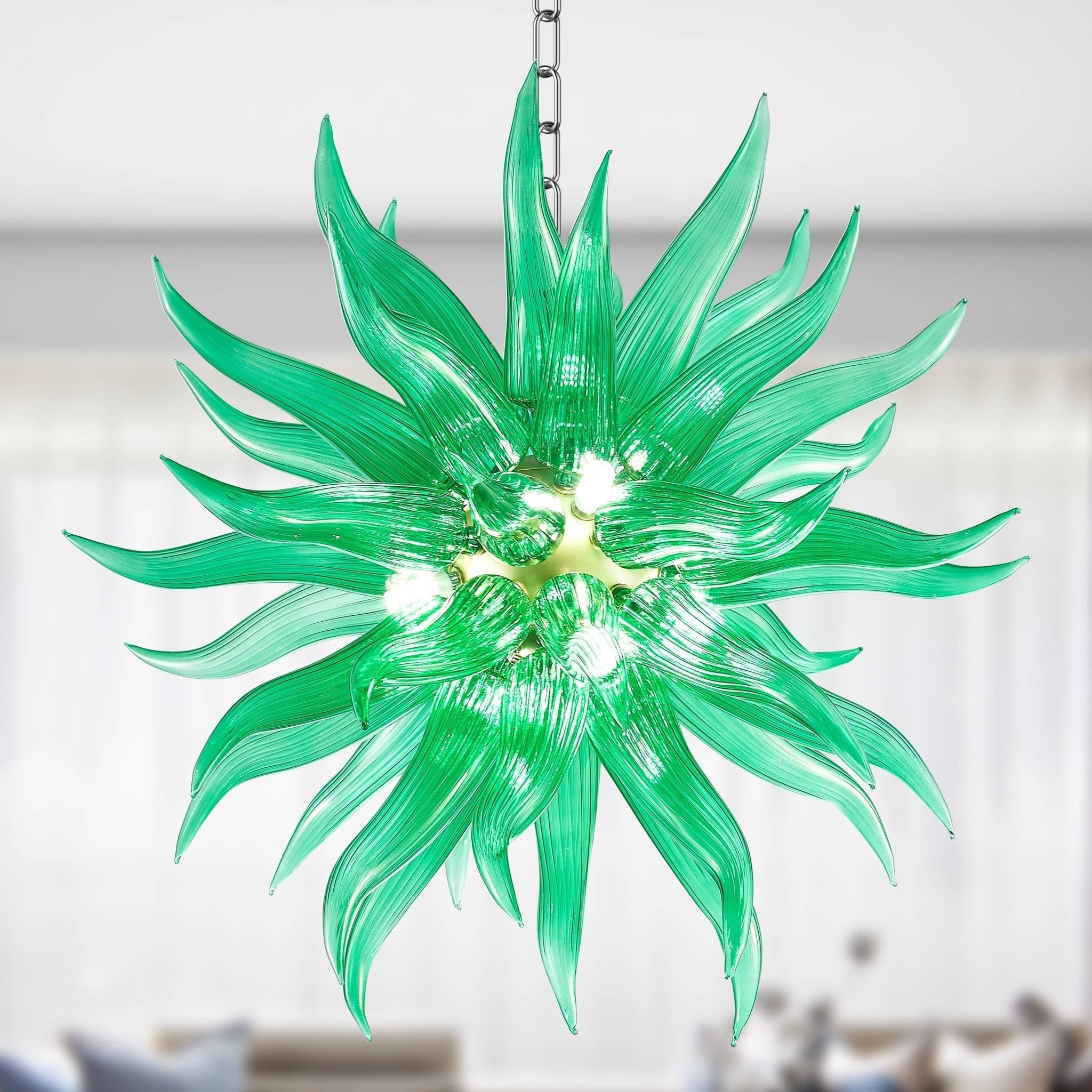 Chihly Style Green Hand Blown Glass Chandelier Modern Art Glass Pendant Light - BeyPan Hauptbild