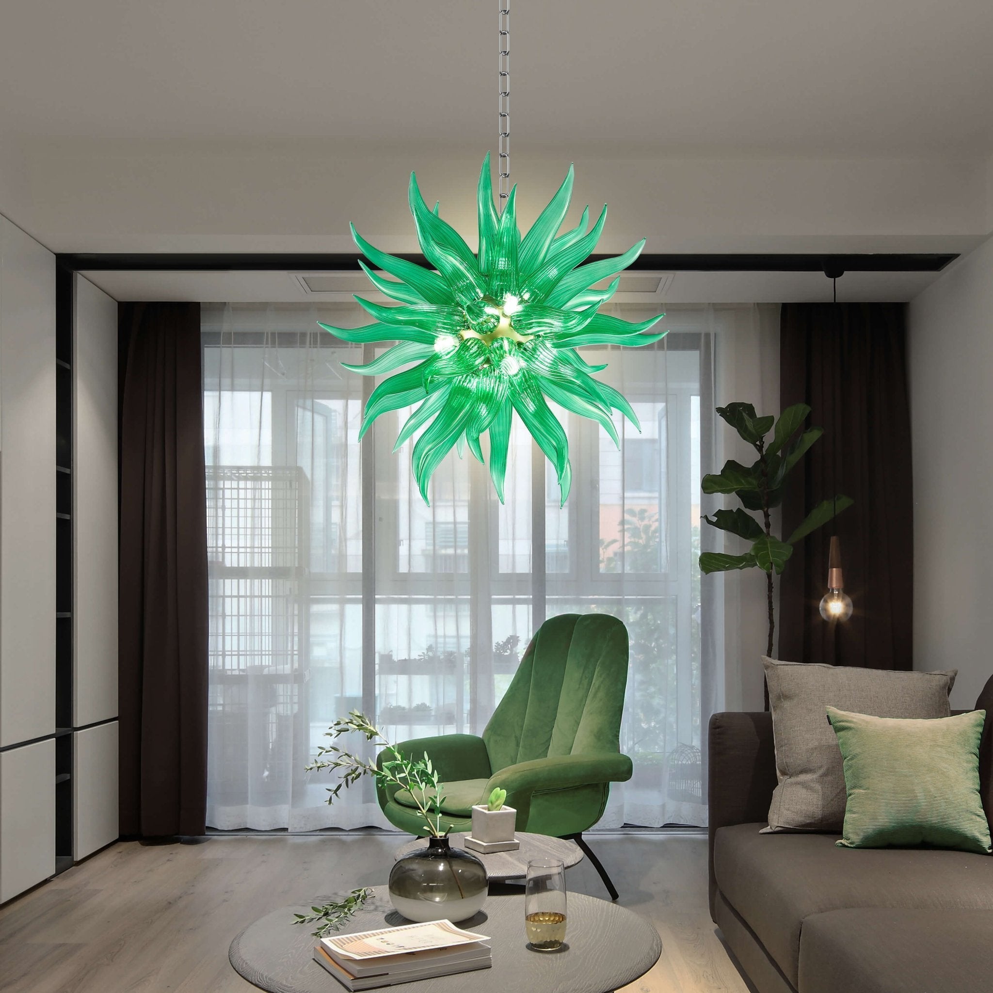 Chihuly Style Green Hand Blown Glass Chandelier Modern Art Glass Pendant Light Zweitbild