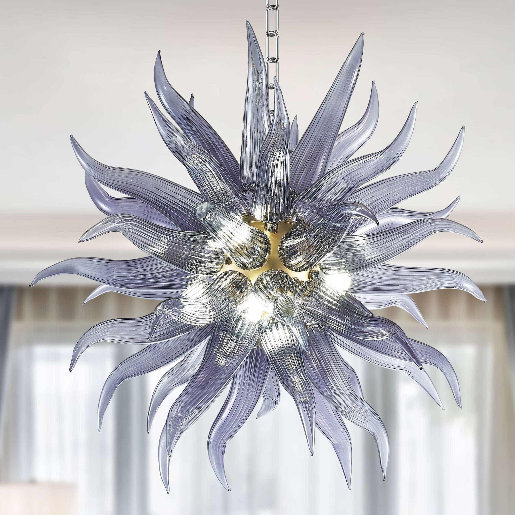 Chihly Style Hand Blown Glass Chandelier Smoke Grey Sputnik Shape - BeyPan Hauptbild