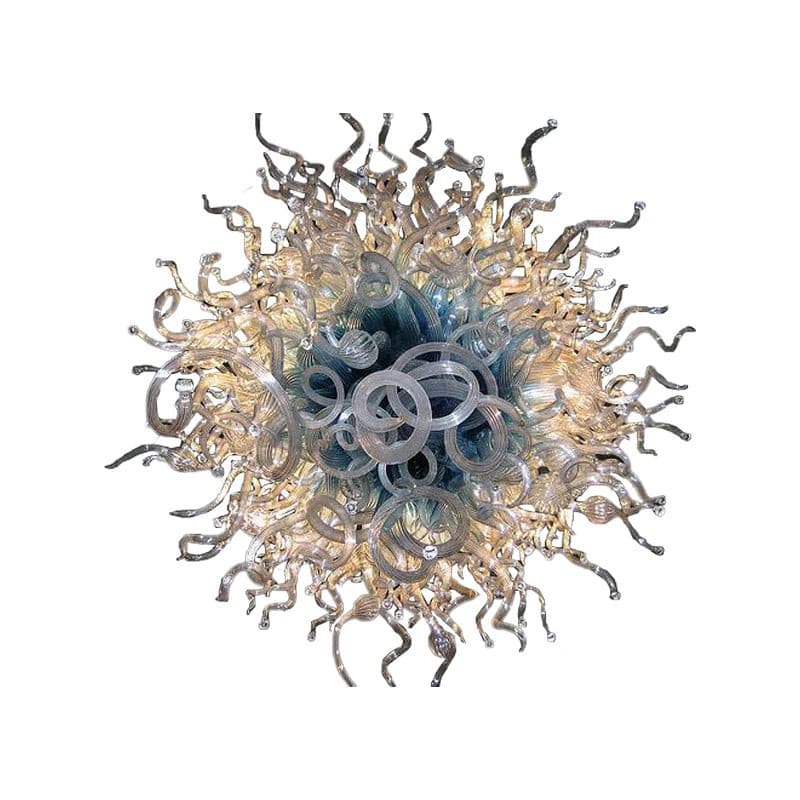 Chihuly Style Modern Blue ＆ Clear Blown Glass Chandelier| Murano Floral Glass Art Zweitbild