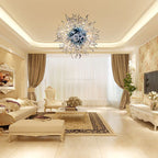 Chihly Style Modern Blue ＆ Clear Blown Glass Chandelier| Murano Floral Glass Art - BeyPan