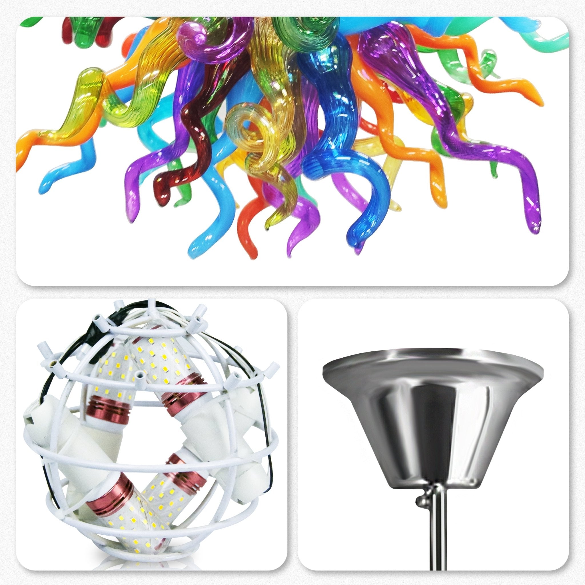 Chihuly Style Multicolor Hand Blown Glass Chandelier | Rainbow Starburst Art Lighting Zweitbild