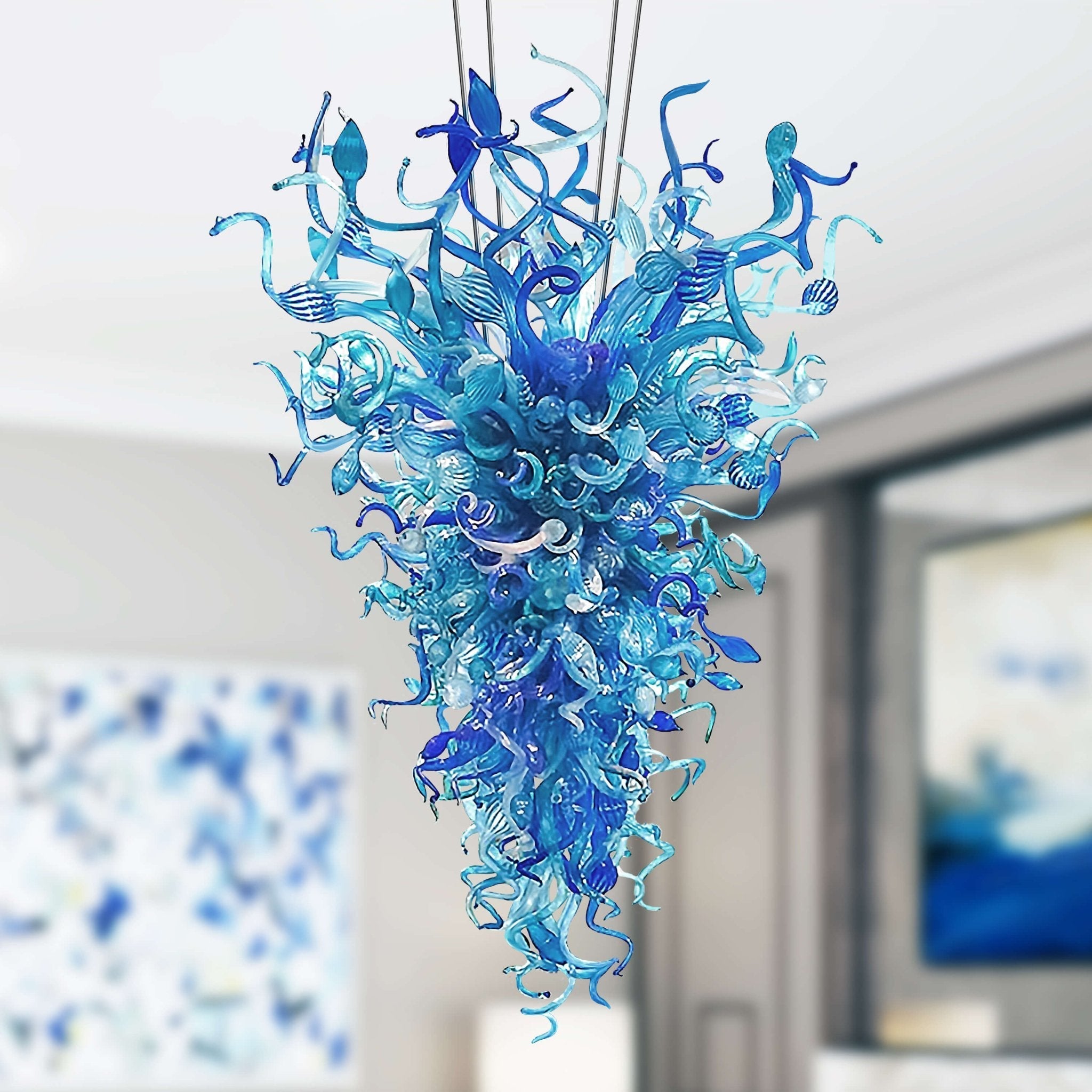 Chihly Style Oceanic Blue Blown Glass Chandelier | Murano Style Art Glass - BeyPan