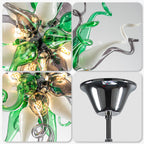 Chihly Style Sputnik Blown Glass Chandelier Green Gray White - BeyPan