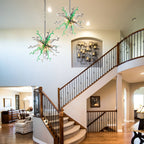 Chihly Style Sputnik Blown Glass Chandelier Green Gray White - BeyPan