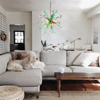 Chihly Style Sputnik Blown Glass Chandelier Green Gray White - BeyPan