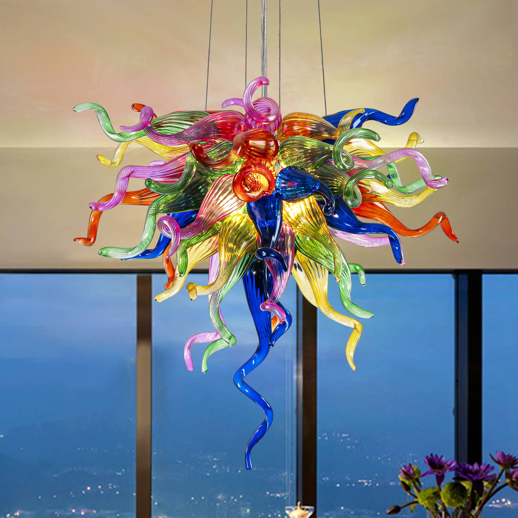 Chihly Style Vibrant Multi Colors Hand Blown Glass Chandelier Art Glass Murano Pendant Chandeliert - BeyPan Hauptbild
