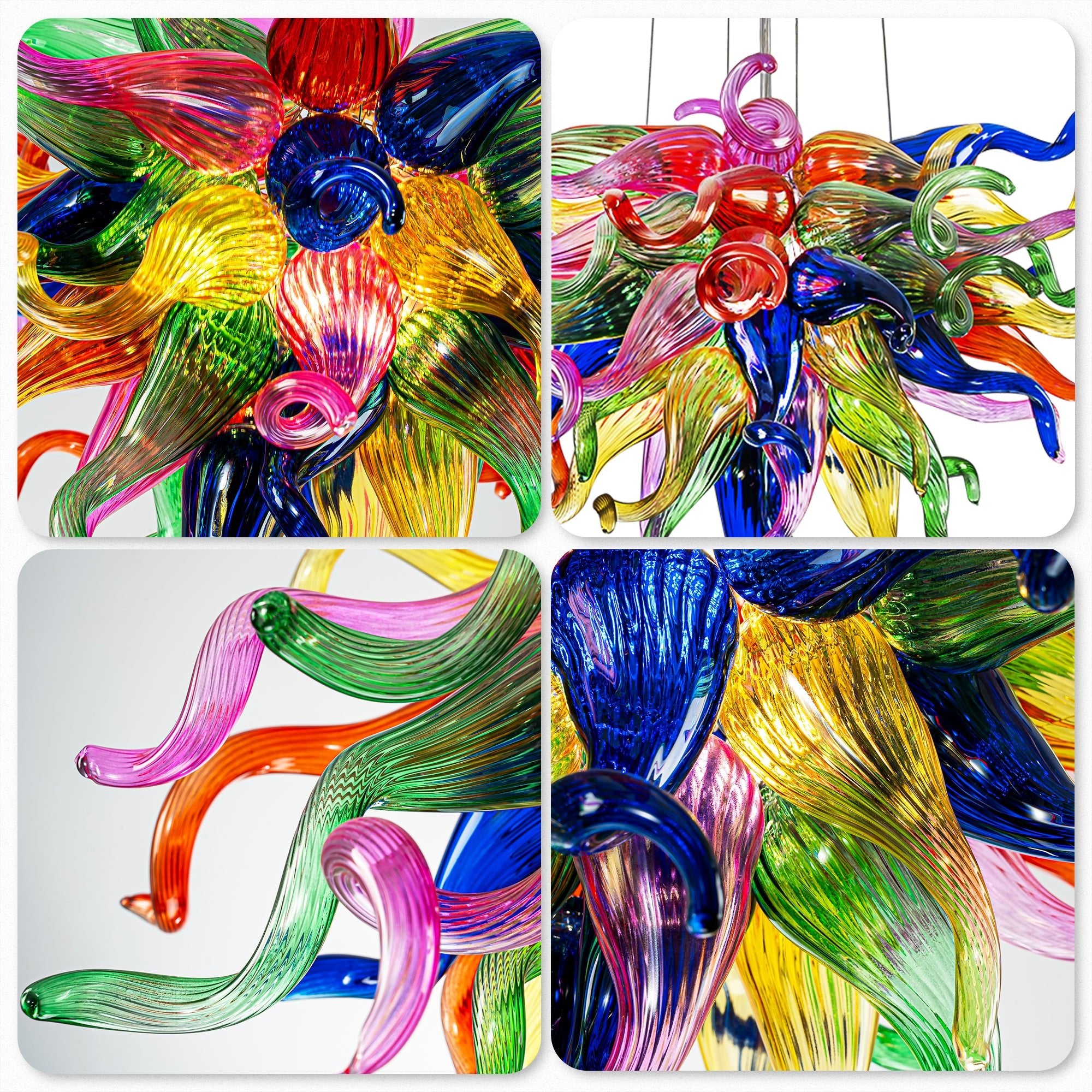Chihuly Style Vibrant Multi Colors Hand Blown Glass Chandelier Art Glass Murano Pendant Chandeliert Zweitbild
