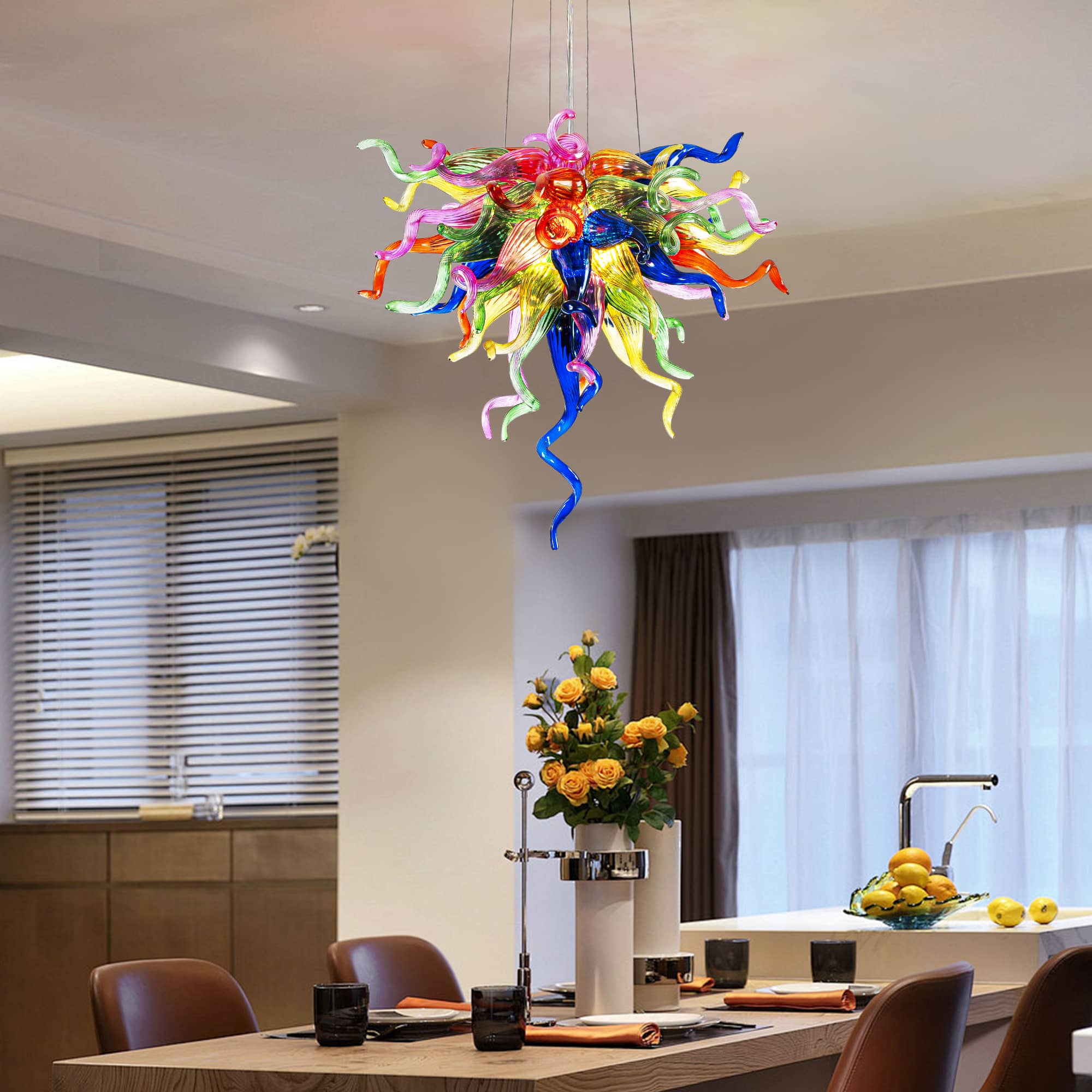 Chihly Style Vibrant Multi Colors Hand Blown Glass Chandelier Art Glass Murano Pendant Chandeliert - BeyPan