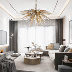 Chihuly Style Blown Glass Chandelier Clear And Amber Sting Half-Sphere Shape - BeyPan