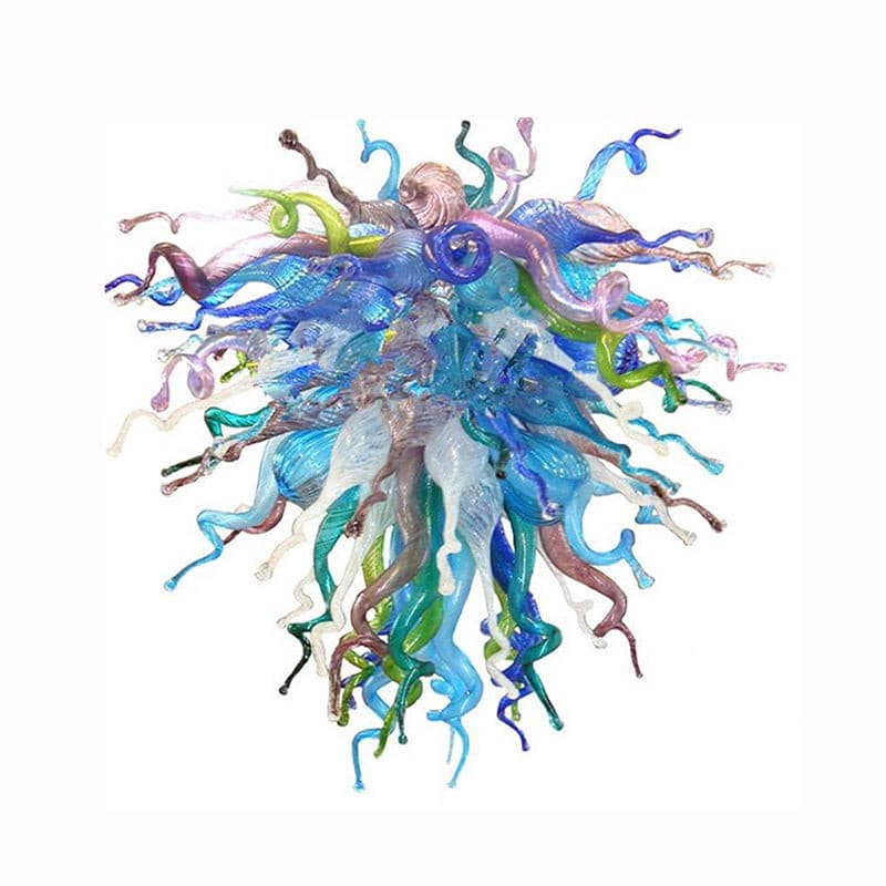 Chihuly Style Blown Glass Chandelier Colorful Murano Style Curly Art Glass - BeyPan