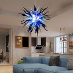 Chihuly Style Blown Glass Chandelier Gradient Blue And Frosted White - BeyPan