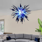 Chihuly Style Blown Glass Chandelier Gradient Blue And Frosted White - BeyPan